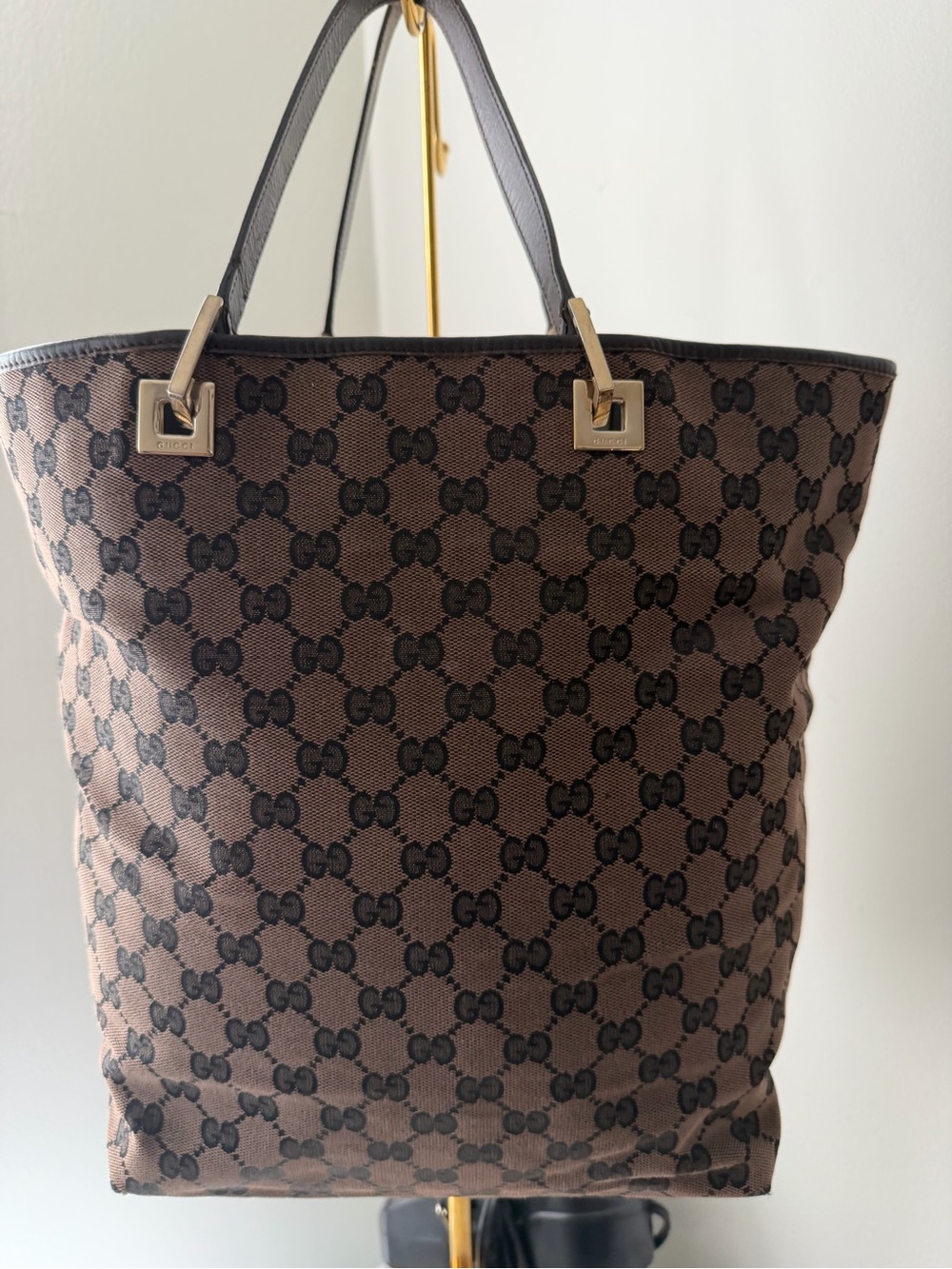 Authentic Gucci Brown and Black GG Canvas Tote - Picture 2 of 16